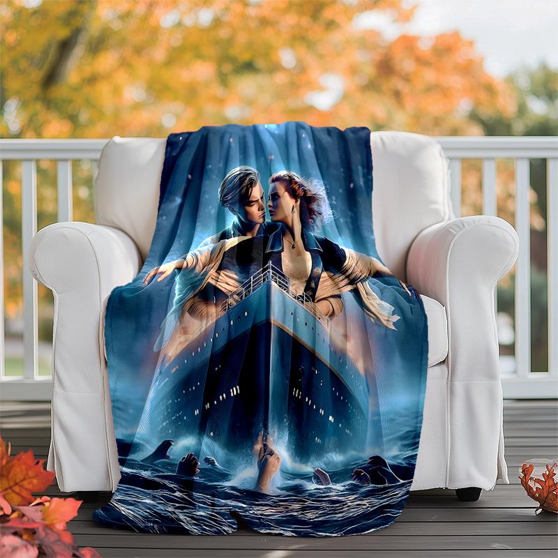 Titanic Flannel Blanket Soft Warm All-Season Throw, Design for Camping, Car Travel, Hiking Sofa, Bed, Office Perfect Gift for Parties