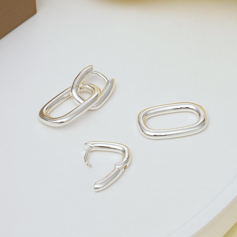 Trendy Electroplated Oval U-Shaped Copper Earrings for Women