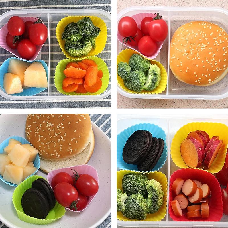 12/24 Peças Divisórias de Silicone para Marmita Divisórias de Bento para Marmita Divisórias de Prato Copos Molho de Salada Para Acessórios de Almoço de Crianças