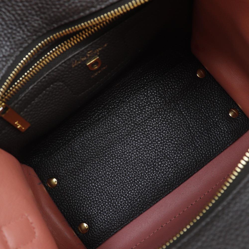 Salvatore Ferragamo Amy Handbag EE21-F478 2WAYShoulder Dark Brown/Pink Calfskin Women Used