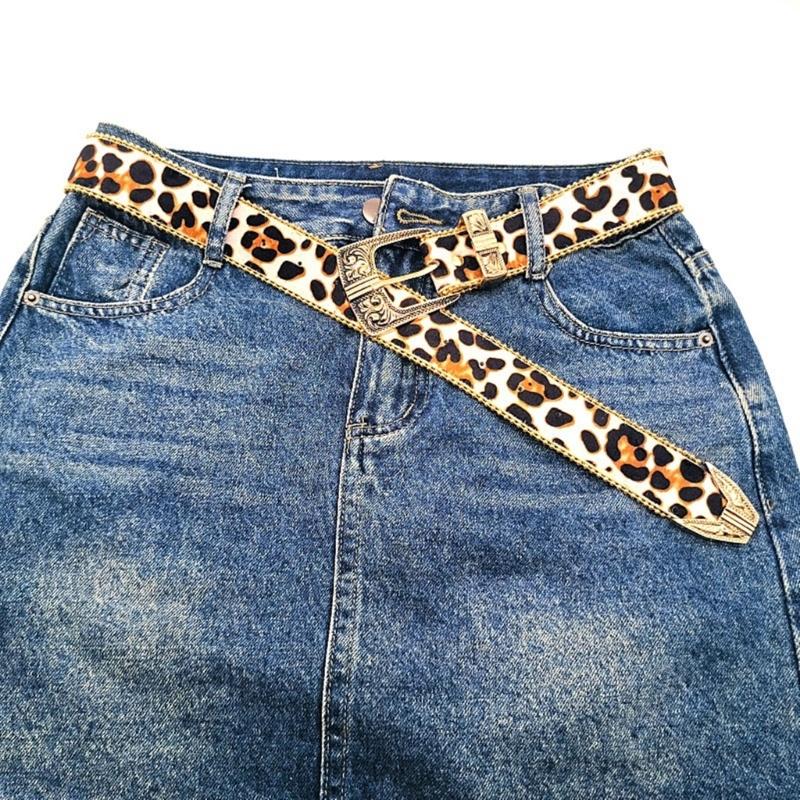 Unisex Belt for Women Men 2000s Leopard Belt for Jeans Shorts Eye Catching Waist Decors Pants Belt Fashion Waist Ornaments