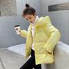 Winter Warm Bright Leather Bread Parkas Coat Loose Pink Women Jackets Yellow Clothes