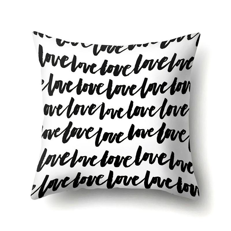 Polyester Pillowcase Peach Leather Velvet Black and White Geometric Printed Pillowcase Waist Cushion Cover Bedside Cushion Cover Bedside Cushion Cover