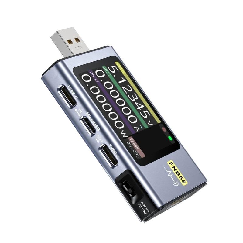FNB58 USB Voltmeter Amperemeter Schnelllade-Tester Tragbares Stromspannungsmessgerät mit 2,0-Zoll-LCD-Display