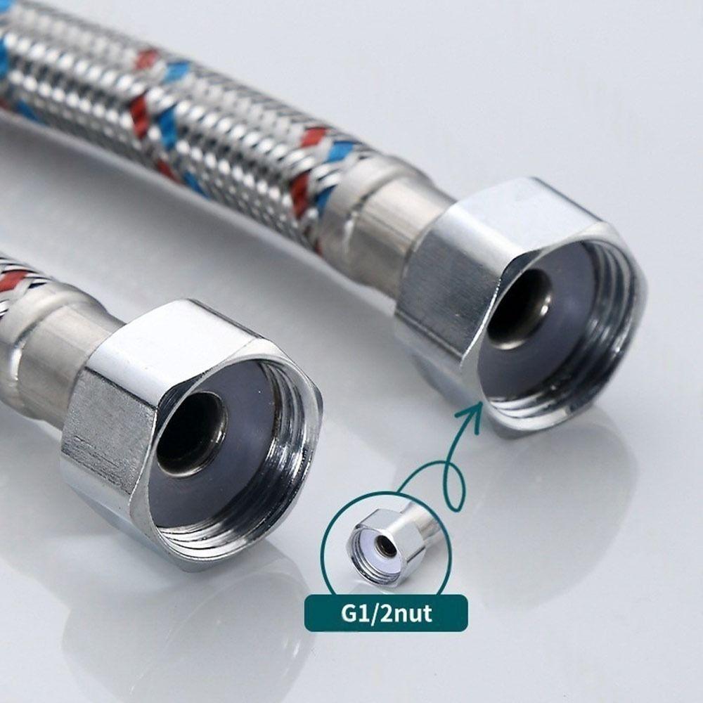 304 Stainless Steel Cold and Hot Water Inlet Pipe Anti-Aging Dual Head Tube High Pressure Water Supply Tube Faucet Connector