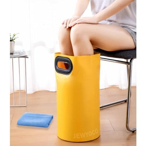 JEWYOCO Foldable Footbath Bucket, Compact, Deep Bucket for Calf Soaks, Easy to Use for Travel, Laundry, and Washing, Freestanding, Ultra-Lightweight,