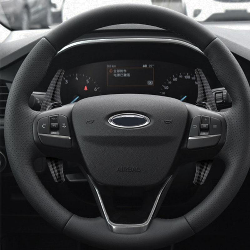 2Pcs/Set ABS Chrome Car Steering Wheel Paddle Extension Shifters Shift Sticker for Ford Focus 4