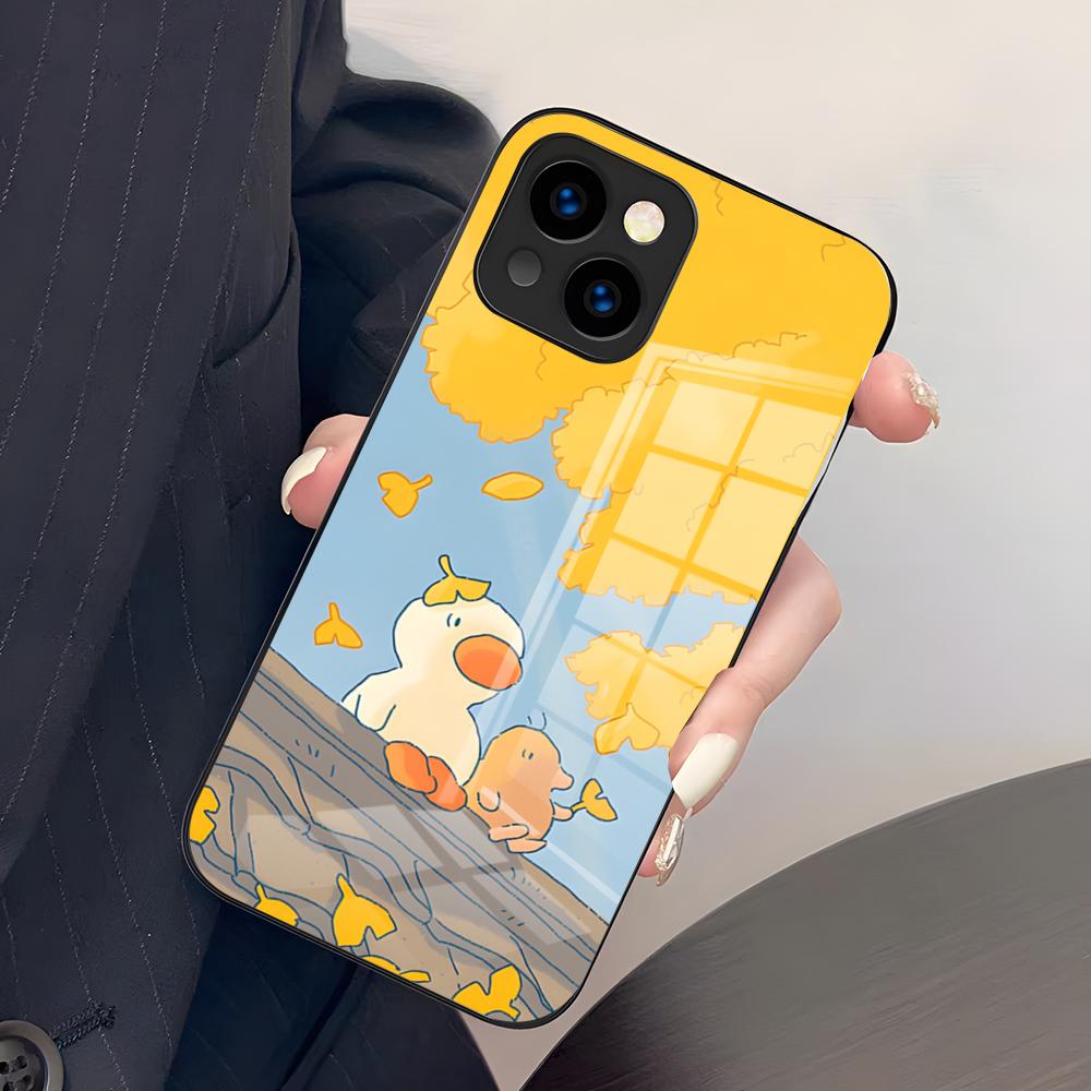 

Cute Cartoon Duck Phone Case For IPhone 17 Pro Max 15 Pro 16 14 Plus 12 13 Mini 11 Pro Shockproof Glass Cover iPhone14