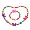 TopHanqi Girls Zircon Sets Cute Animal Butterfly Wood Beads Necklace Bracelet Set For Kids Children Girls Birthday Party Gift
