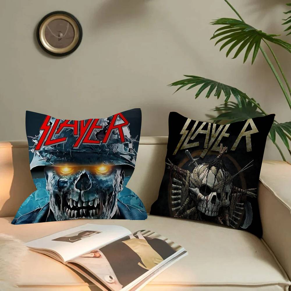 S-Slayer H-Heavy M-Metal Band 45*45cm Cushion Cover Pillow Cover Decor Pillowcase Home Pillowcase For Couch Pillow