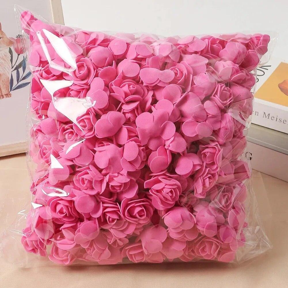 50/100Pcs Rose Artificial Flowers 3.5cm PE Foam Fake Flowers Teddy Bear Home Decor Wedding Decoration DIY Gifts Boxs Accessories