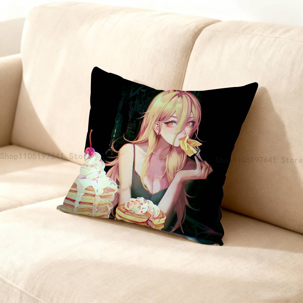 Anime P-Power Cat Pillow Case For Sofa Decor Car Office Room Printing Cushion Cover Decorations And Protector
