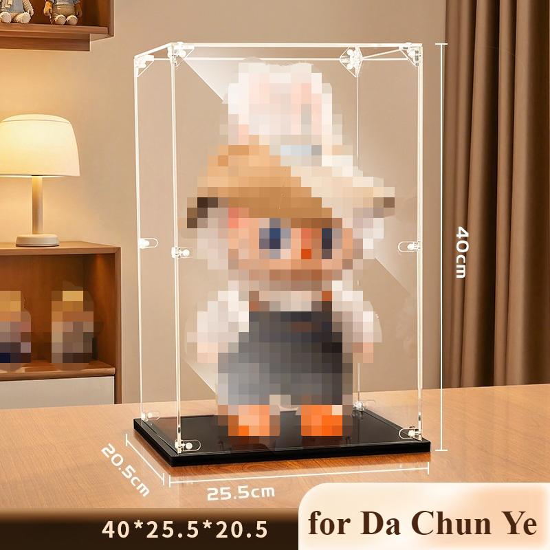 Transparent Display Box for Labubu Acrylic Storage Cabinet Dustproof for Mokoko for Space Molly 400% for Chess King No Doll