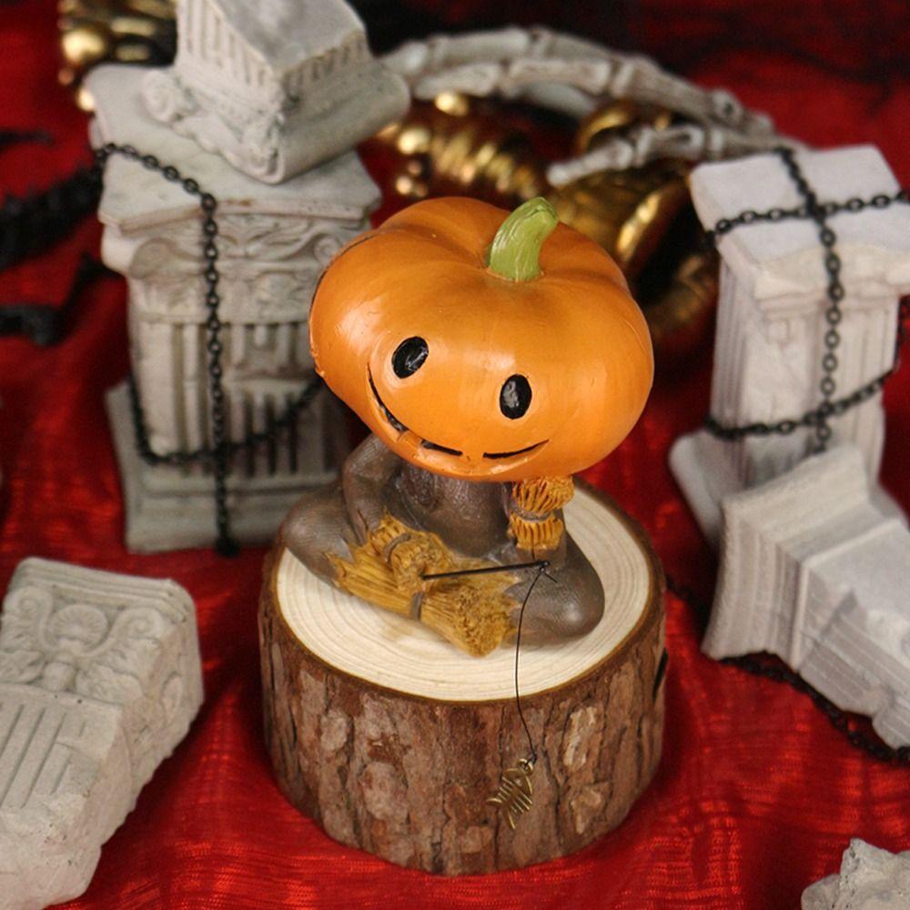 Funny Resin Pumpkin Scarecrow Fishing Statue Cute Cartoon Pumpkin Elf Sculpture Waterproof Creative Miniatures Figurine Rockery