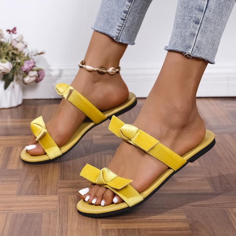 Women’s Bow Flat Slide Sandals Comfortable Summer Shoes