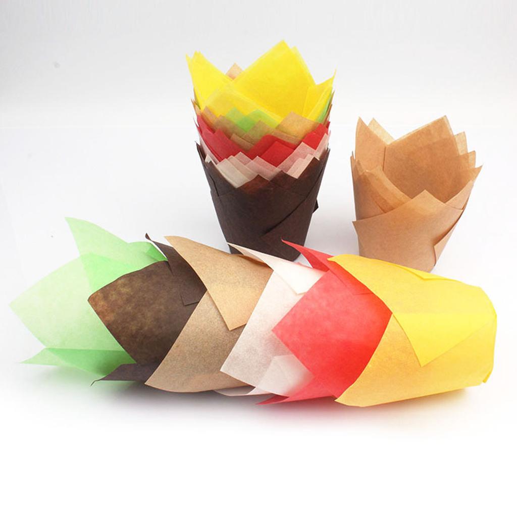50 ks Sofistikované tulipánové formičky na muffiny Nepromastitelné košíčky na cupcakes na pečení Vánoce Svatba Narozeninová oslava