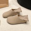 2025 autumn and winter new flat-bottomed lazy one-pedal half slippers matte leather retro bag head slippers women