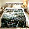 Dinosaur Theme Custom Blanket Personalized Name & Text Customized Soft Warm Throw Blanket Home Decor