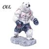 Resin Animal Figurine Boxing Bear Figurine, Muscle Statue for Desk Decor, Brown Decor White Sculpture Office and Home Display Shape
