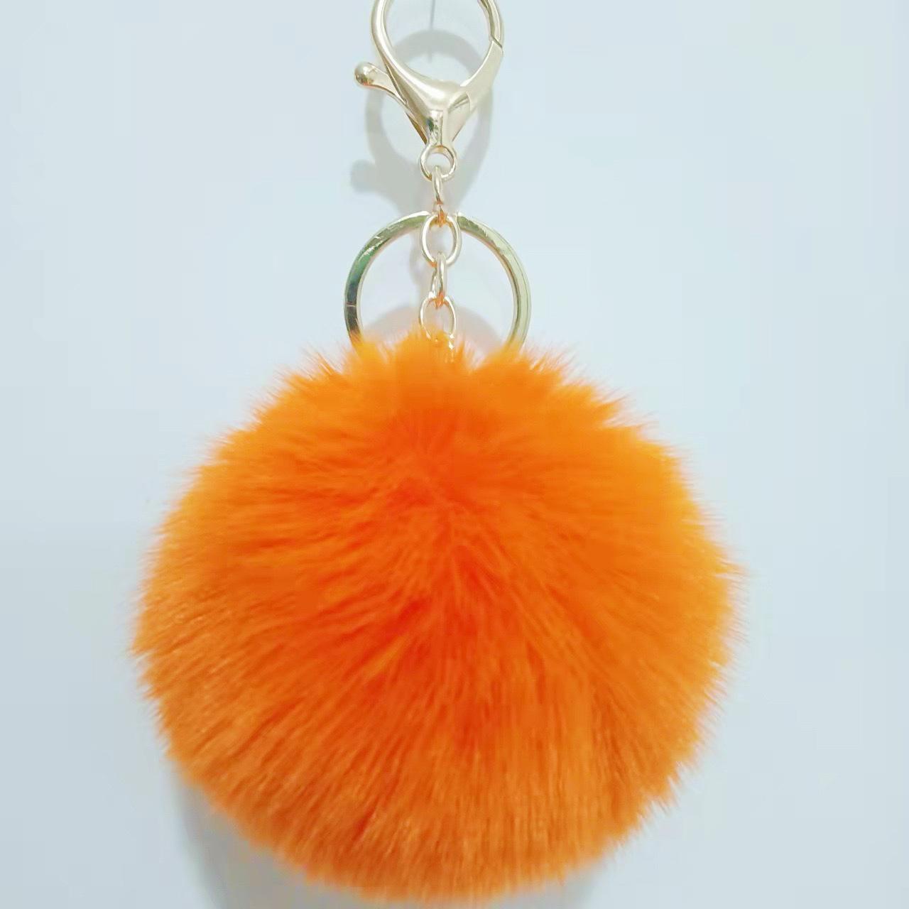 

Брелок-мяч из искусственного меха кролика Рекс 8 см - подвеска на сумку и аксессуар для одежды Fur Ball Elastic Band - No Hardware оранжевый