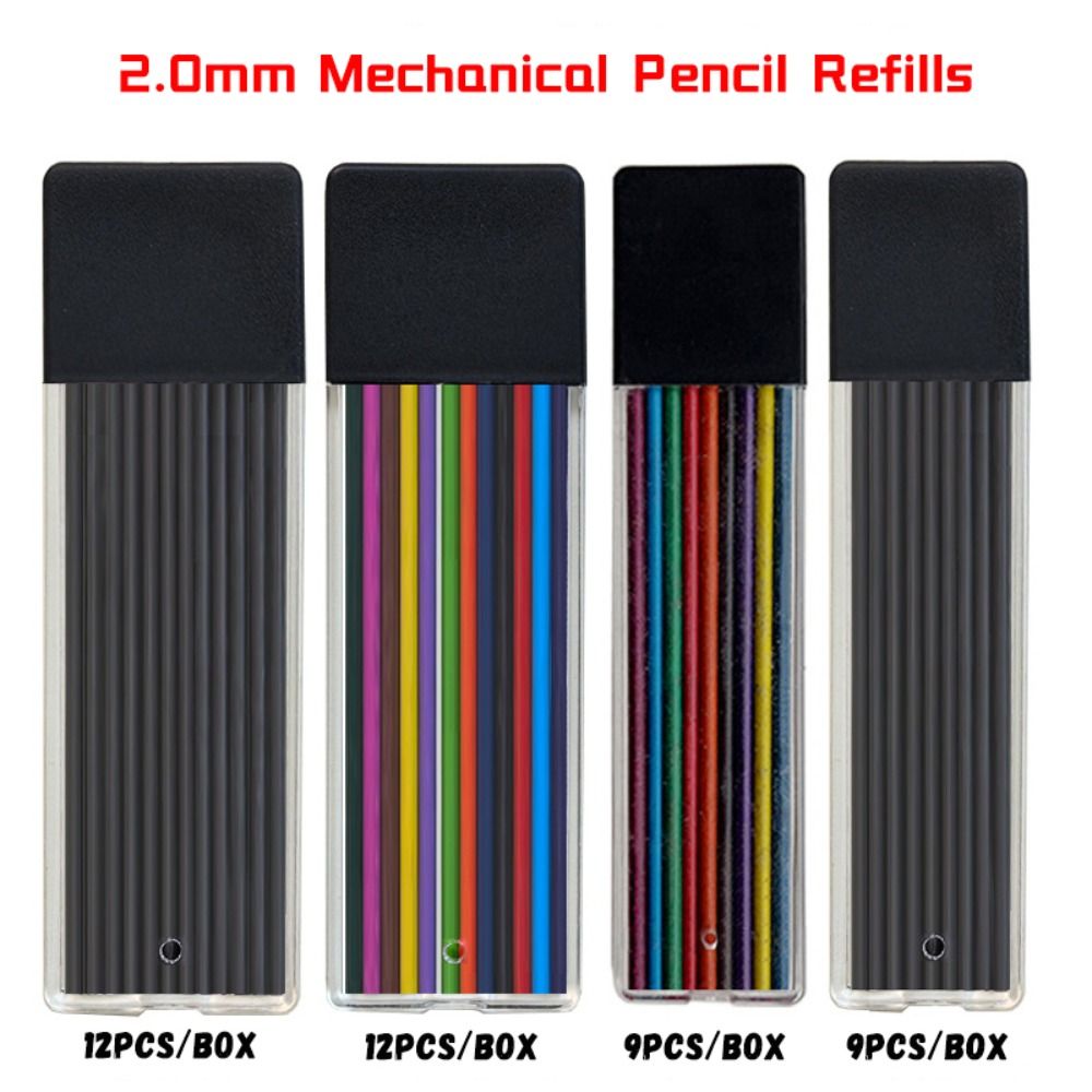 

12PCS/Box Multicolor Mechanical Pencil Refill Graphite Refill Lead Art Sketch Drawing Supplies Multicolor-9PCS