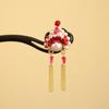 Red Wooden Hair Stick Tassel Hanfu Hairpin Classical New Chinese Style Hair Clip  Bridal