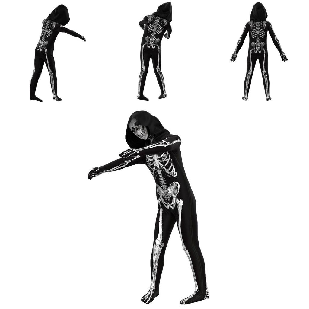 Children's Horror Skeleton One-piece Tights For Halloween And Cosplay Fun