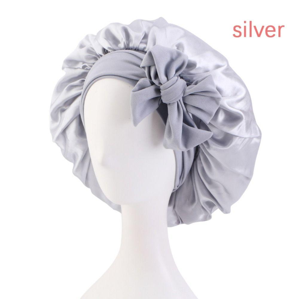 Turban Bonnet Sleeping Cap With Headband Sleep Hat Breathable Silk Nightcap Women Children