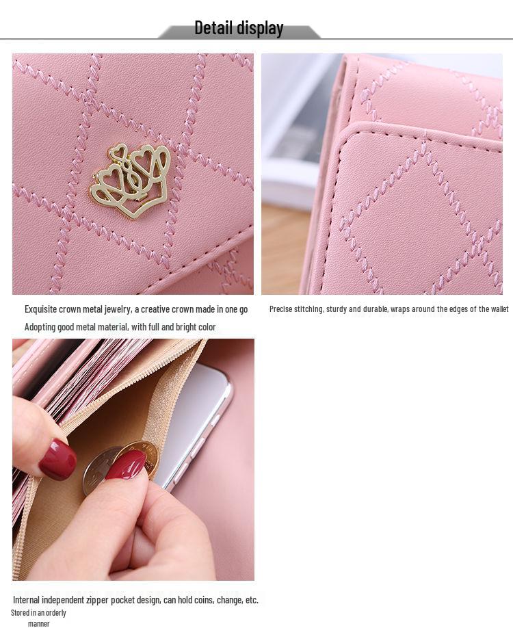 Diamond Pattern PU Leather Women's Wallet - Short Style for Ladies & Students - Aristocratic Design 2024 New