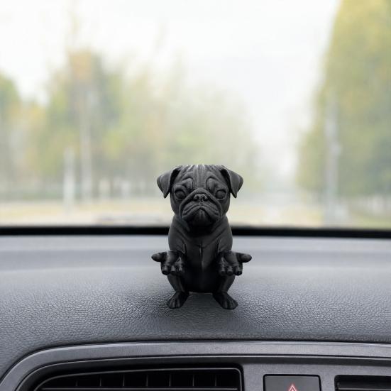 3D Printed French Bulldog Figurine Modern Matte Black Dog Statue Animal Desktop Decoration