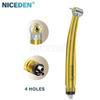 Dental High Speed Handpiece Dental Turbine 2/4 Hole Dental Handpiece with Push Button Spray Gold Color Titanium Alloy
