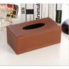 Leather Tissue Box Holder - Waterproof Rectangular Tissue Box Cover Vintage Napkin Paper Holder for Home,Office&Car Decor (Light Brown)