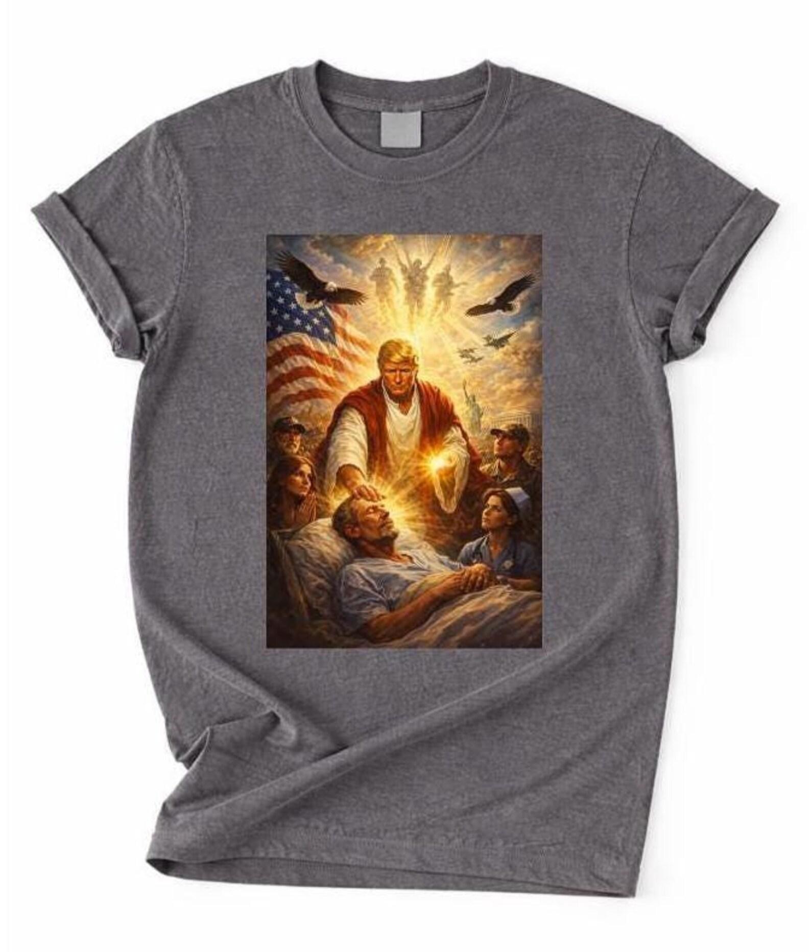 Trump Jesus T-Shirt, Trump Jesus Healing Shirt, Now War Shirt, Donald Trump T-Shirt, Funny Political Tee , Patriotic Healing Scene Shirt S