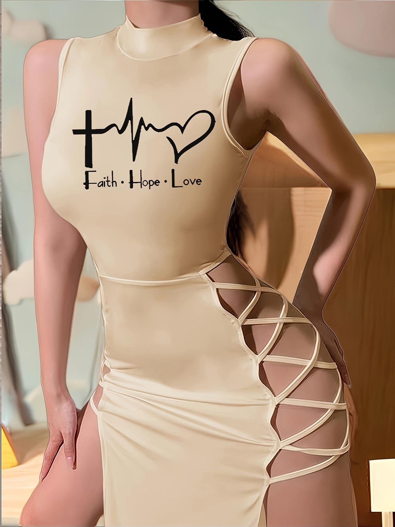 

Летняя коллекция сексуальных платьев-маек с высоким разрезом и завязками с принтом M