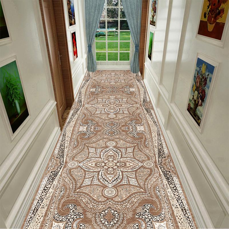 Retro Ethnic Long Corridor Carpet Luxury European Decoration Hallway Rug Non-slip Easy Cleaning Floor Mat Stairway Runners Mats