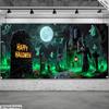 [2D Flat Printing] 1 Piece of Halloween Grim Reaper Ghost Castle Cemetery - Extra Large Size - Polyester Garage Door Decoration