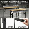 Workbench in Wood and Steel Adjustable Height, 2 AC Outlets, Capacity 900 kg, Wood and Black Color
