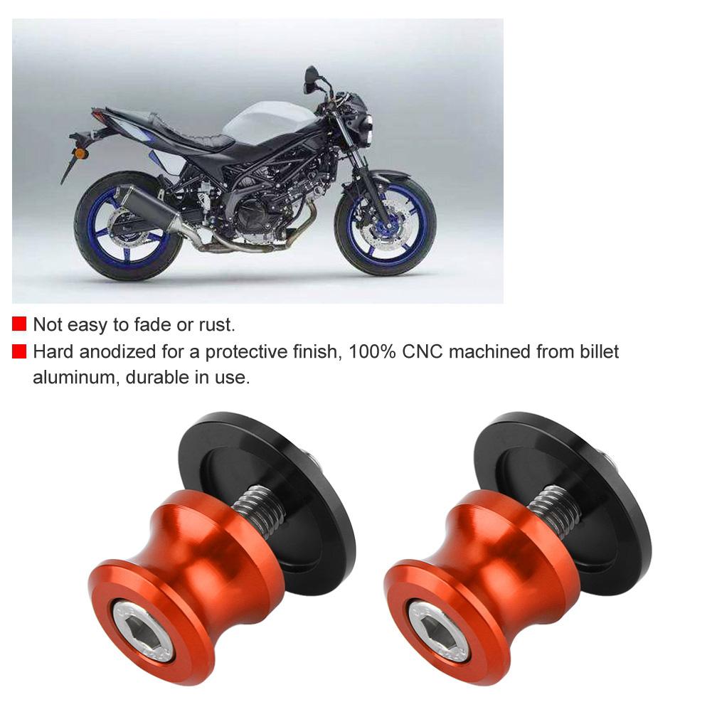 2pcs 10mm Motorcycle CNC Rear Stand Swing Arm Spool Sliders Stand Swingarm Bobbins (Orange)