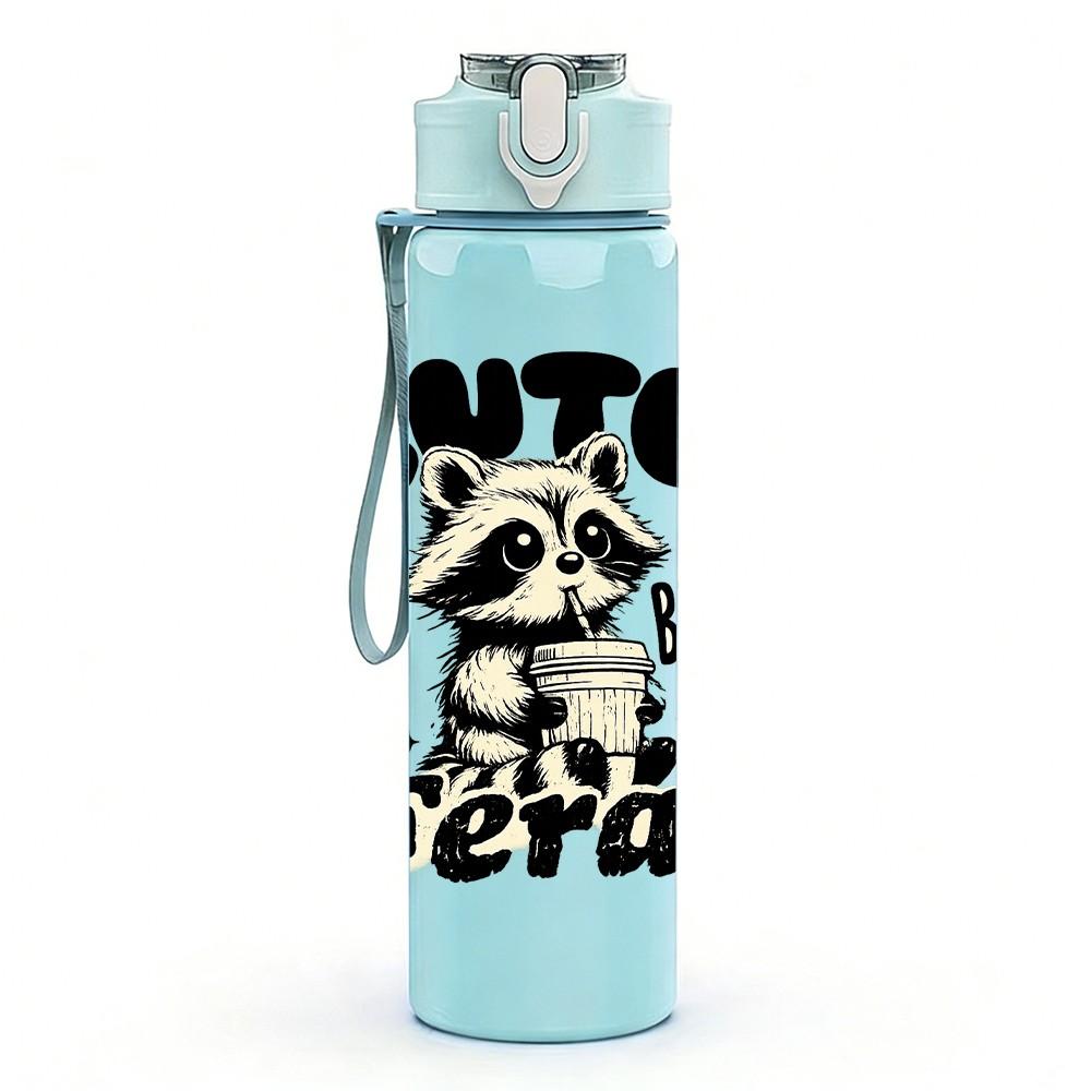 1PC Cute But Feral Bear Quote Print 750ml Color Plastic Sports Water Bottle Leakproof Flip Straw Lid Suitable for Sports Office Home Use