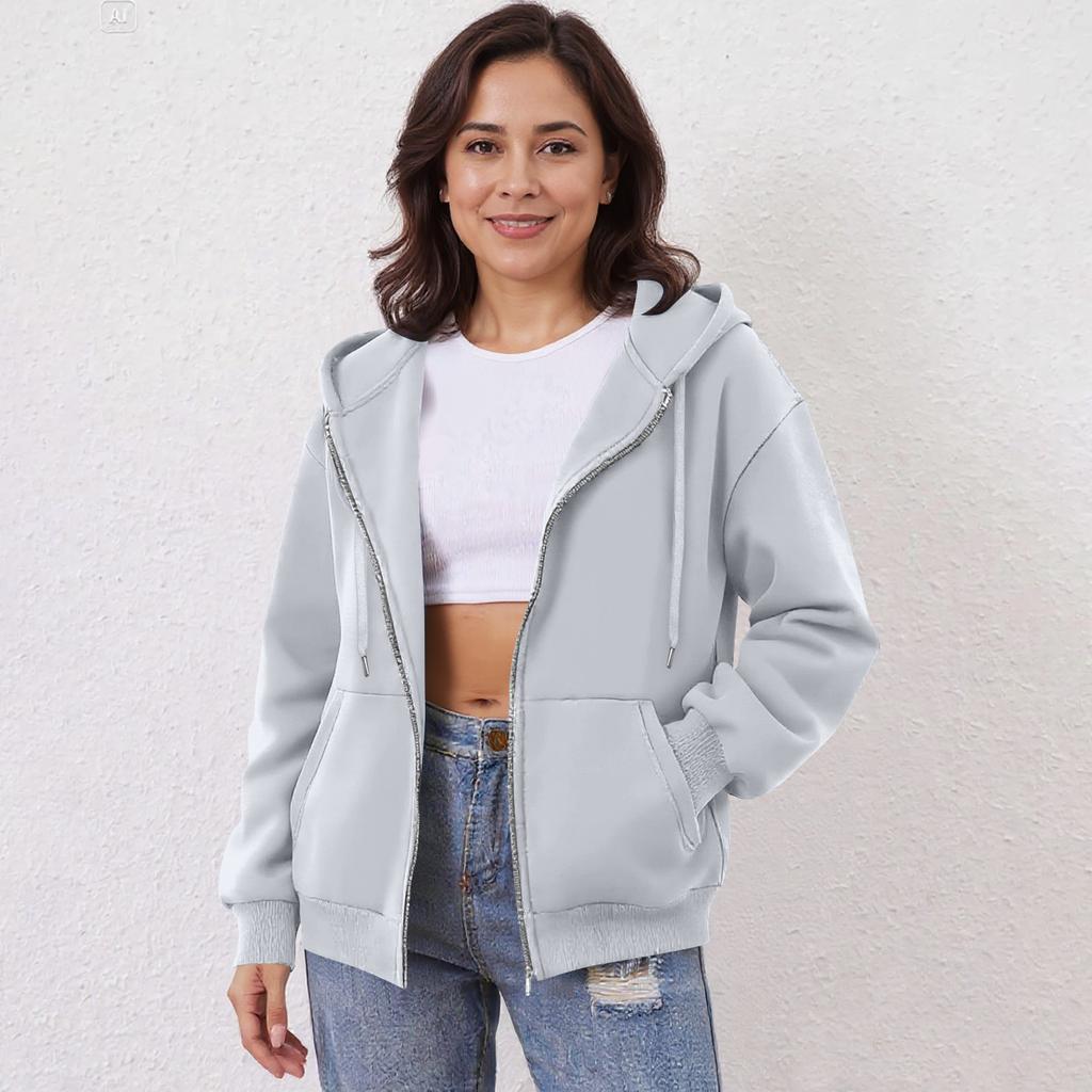 Women's Off Shoulder Zipper Hoodie Sweatshirt Fashion Clothing Casual Jacket