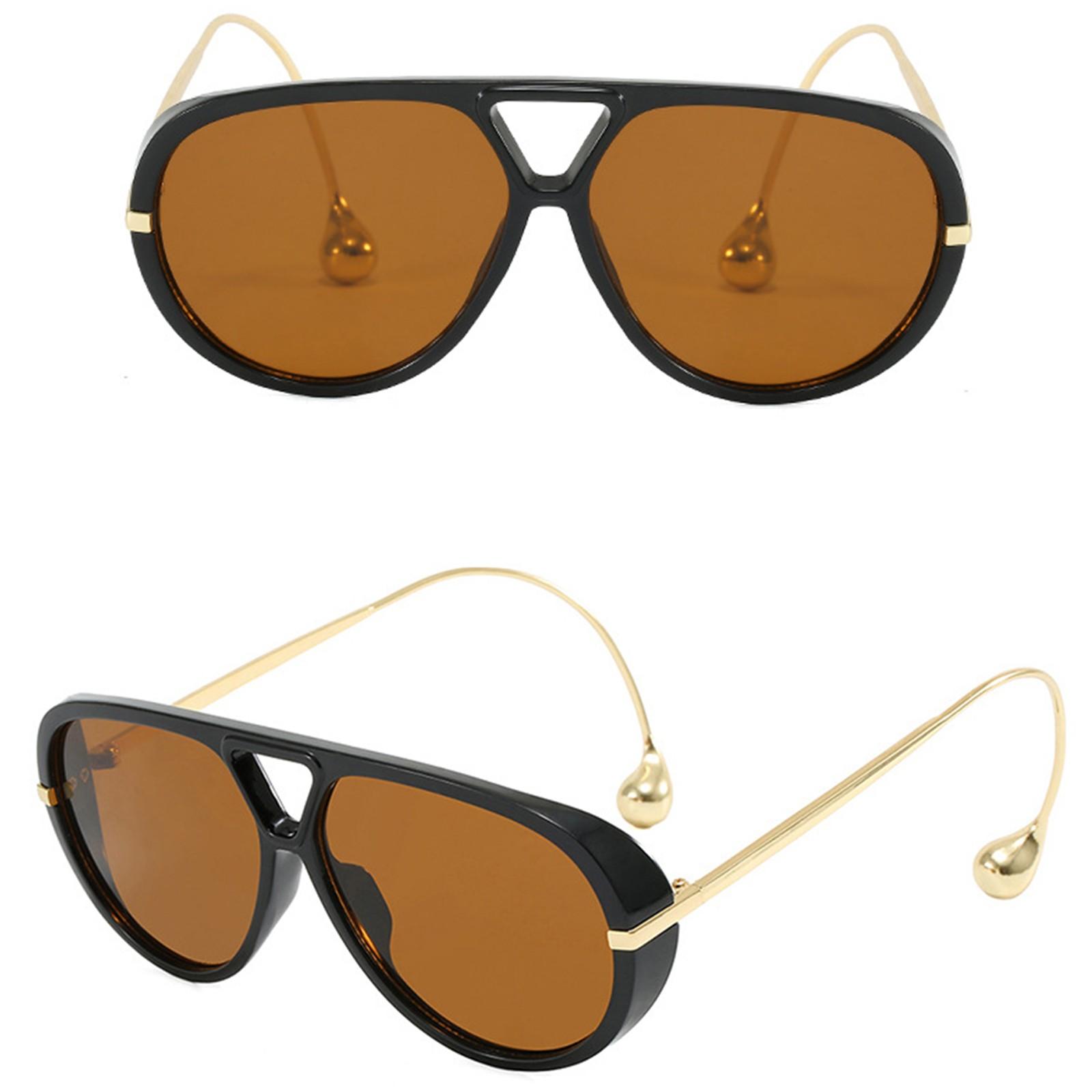 

Vintage Oversized Sunglasses Women With Earring, 70s Retro Shield Big Frame Luxury Trendy Sun Glasses One Size