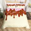Ice Cream Party Bedding Set,Sweet Dessert Duvet Cover Chocolate Pink White Yellow Comforter Cover Colorful Candy Quilt Cover