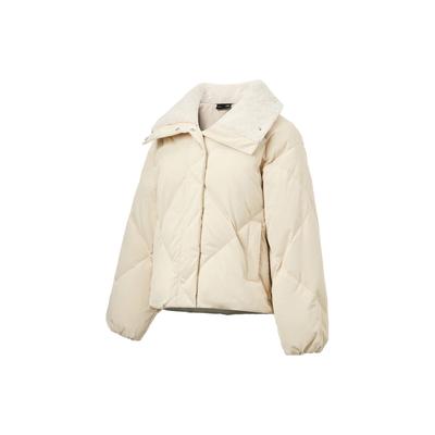 Li Ning Sports Lifestyle Serie Einfarbig Pelzkragen Locker Kurz Daunenjacke Damen Oberbekleidung Nebel-Khaki AYMT076-4