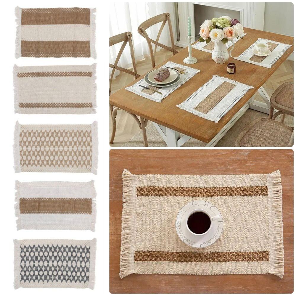 1 Stück Natürliche Baumwolle Leinen Jute Platzset 30x50cm Tischset für Zuhause Essen Hochzeitstafel