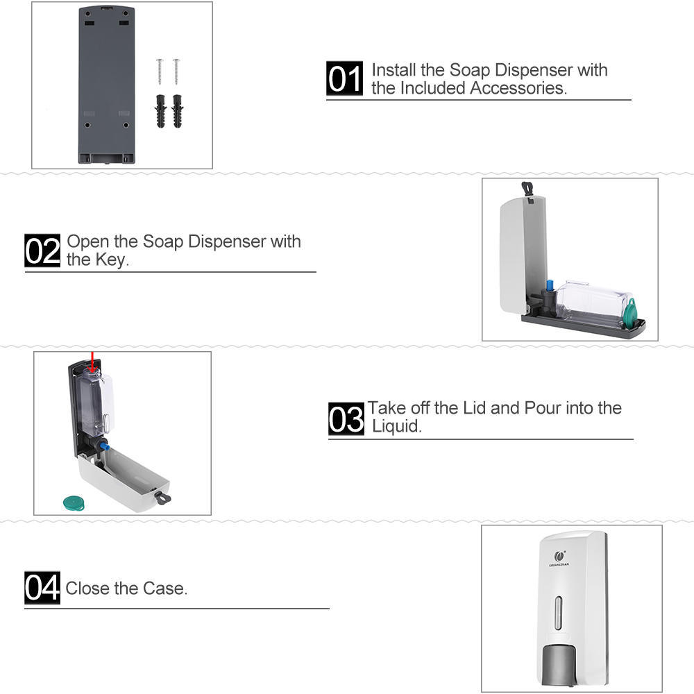 300ml Wall mounted Single Bottle Manual Soap Dispenser Shampoo Box Rest Room Washroom Toilet Hand Washing Liquid