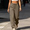 Women's Casual Color Waist Loose Fit Pants with Pockets for Everyday Wear