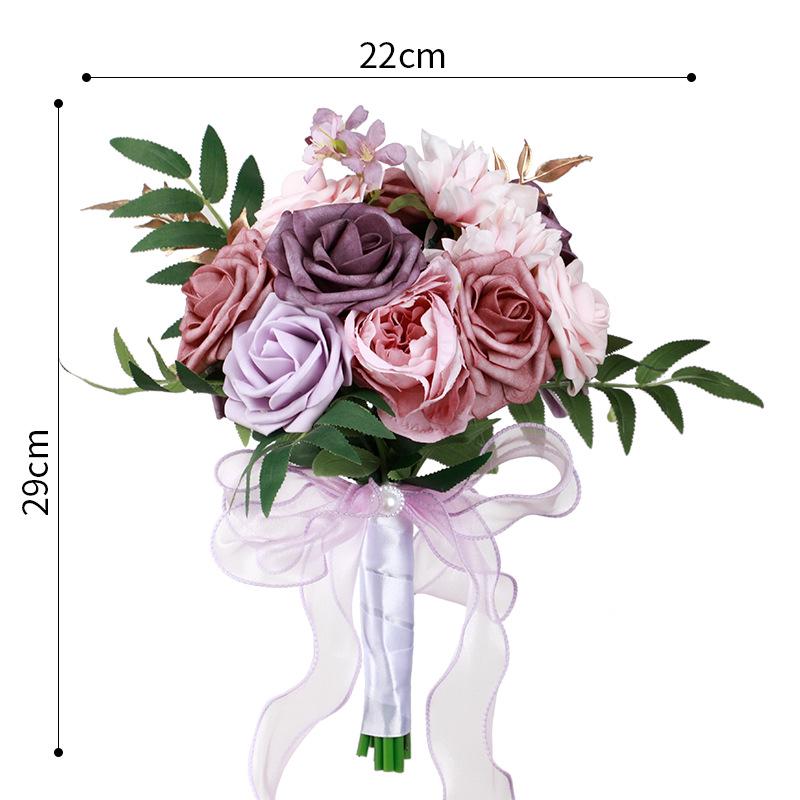 Two-Tone Forest Style Artificial Rose Bridal Bouquet