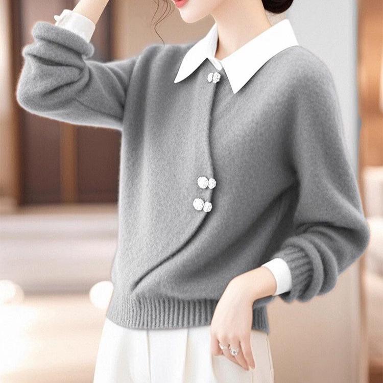 2024 Winter Women's Versatile Warm National Style Knitted Base Layer Sweater