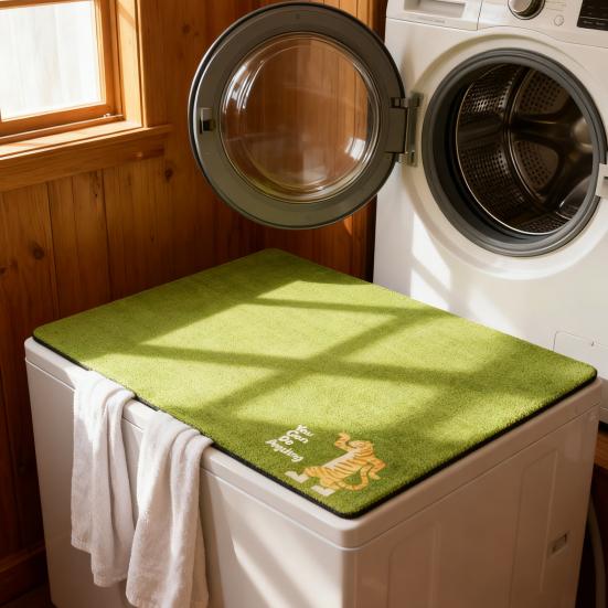 Washing Machine Dust Cover Mat Diatom Mud Absorption Mat Quick-Dry Pad Non-Slip Cut-to-Fit Refrigerator Cover Cloth for Top Loader