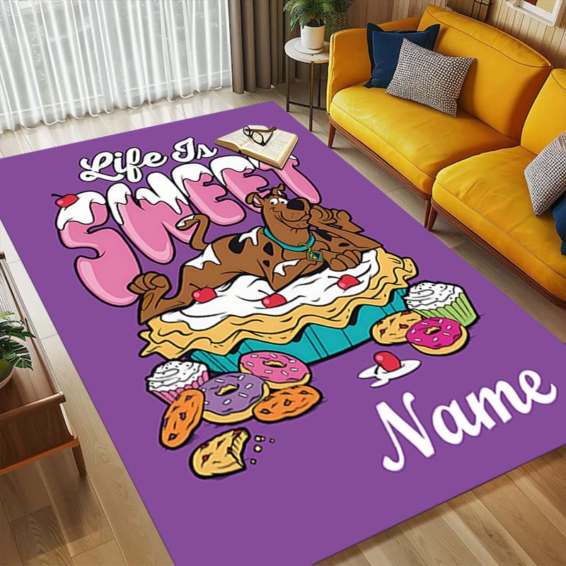Custom Name Scooby Love Living Room Non-Slip Area Rug Soft Carpet for Bedroom Kids Playroom Sofa Office Home Decor Doormat